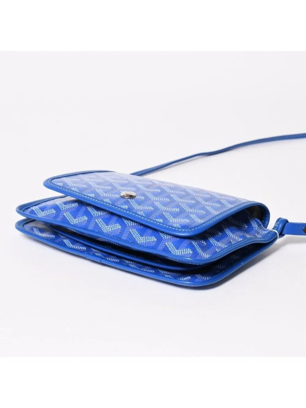 Goyard Plumet Pouch Wallet Shoulder Bag Blue Silver